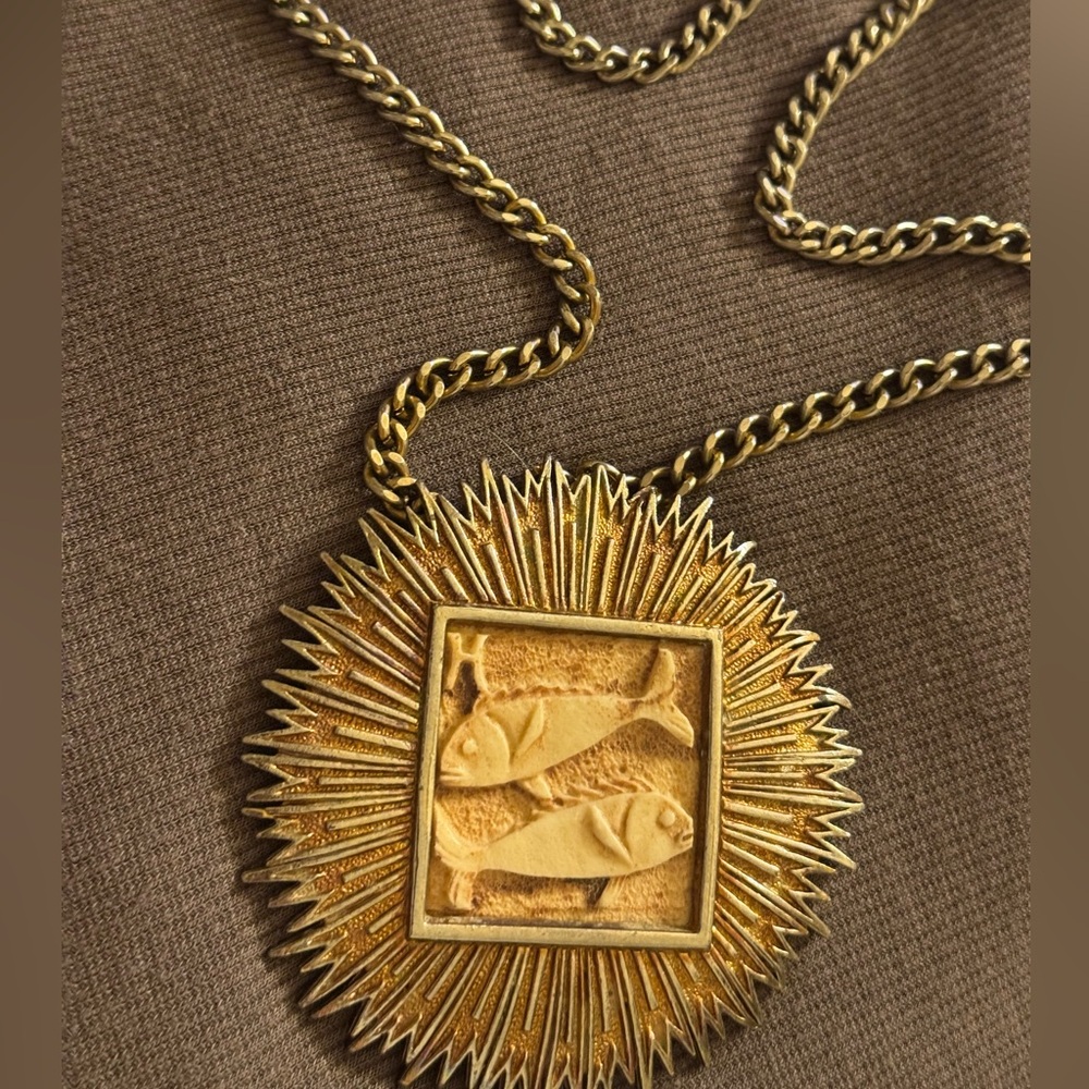 VTG Luca Razza Zodiac Medallion Sunburst Necklace
